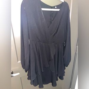 Black flowy dress with long sleeves